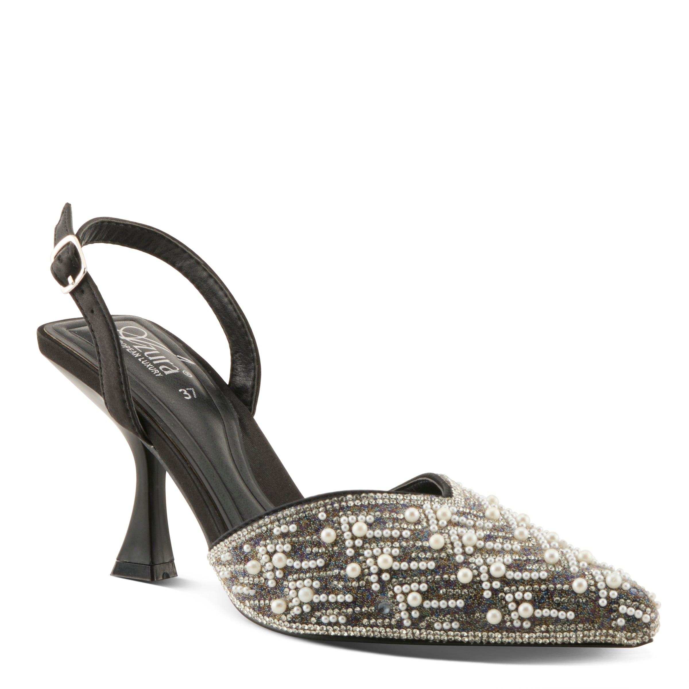 Azura Kitkatclub women's shoe in black multi with buckle detail