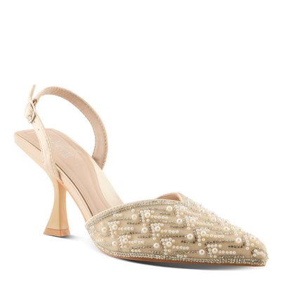 Azura Kitkatclub women's shoe in soft gold multi with buckle detail