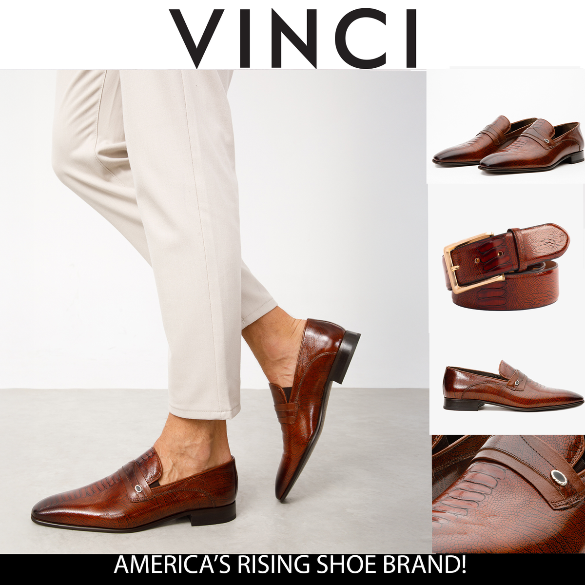 Vinci Leather The Bangkok Tan Penny Loafer Men Shoe – product view 3