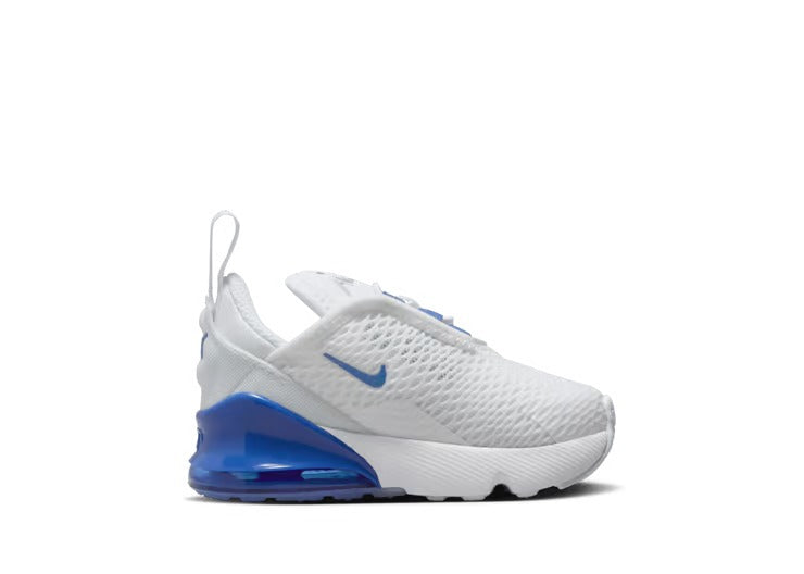 Nike Air Max 270 Big Kids' (GS) Sneakers — White/Wolf Grey/White/Game Royal Mesh Low-Top