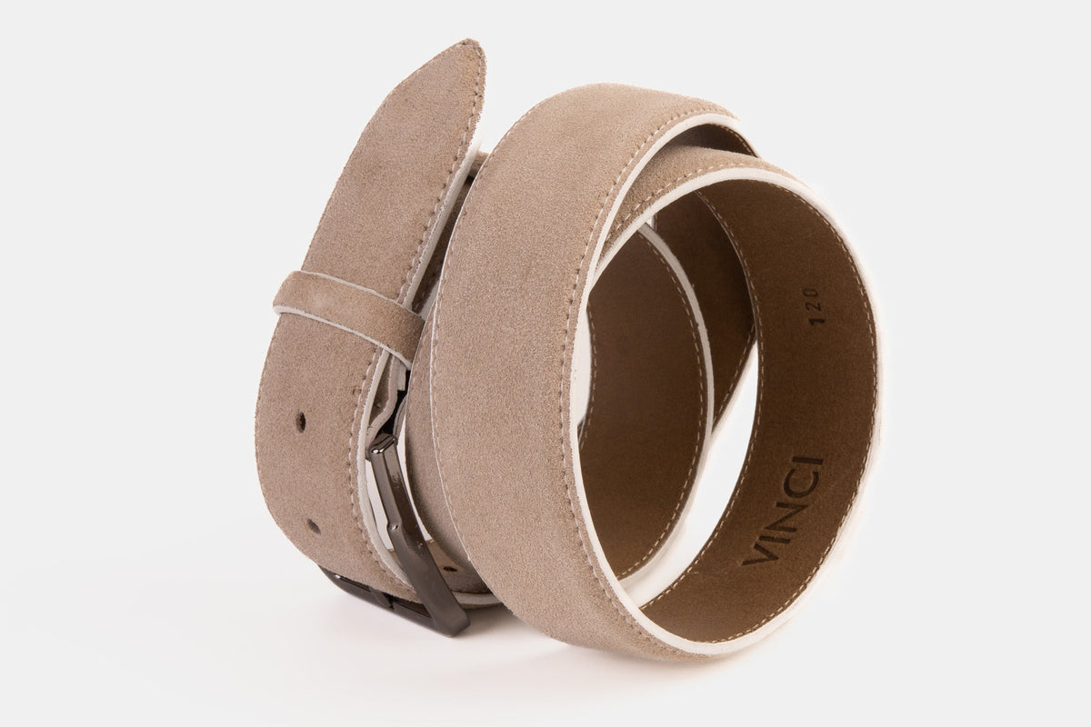 Vinci Leather The Bari Beige Leather Belt – product view 3