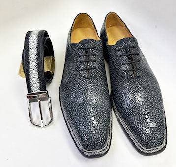 C&E Fashions  Maurice King II Custom Made Stingray Lace-Up Shoe - Grey – product view 9