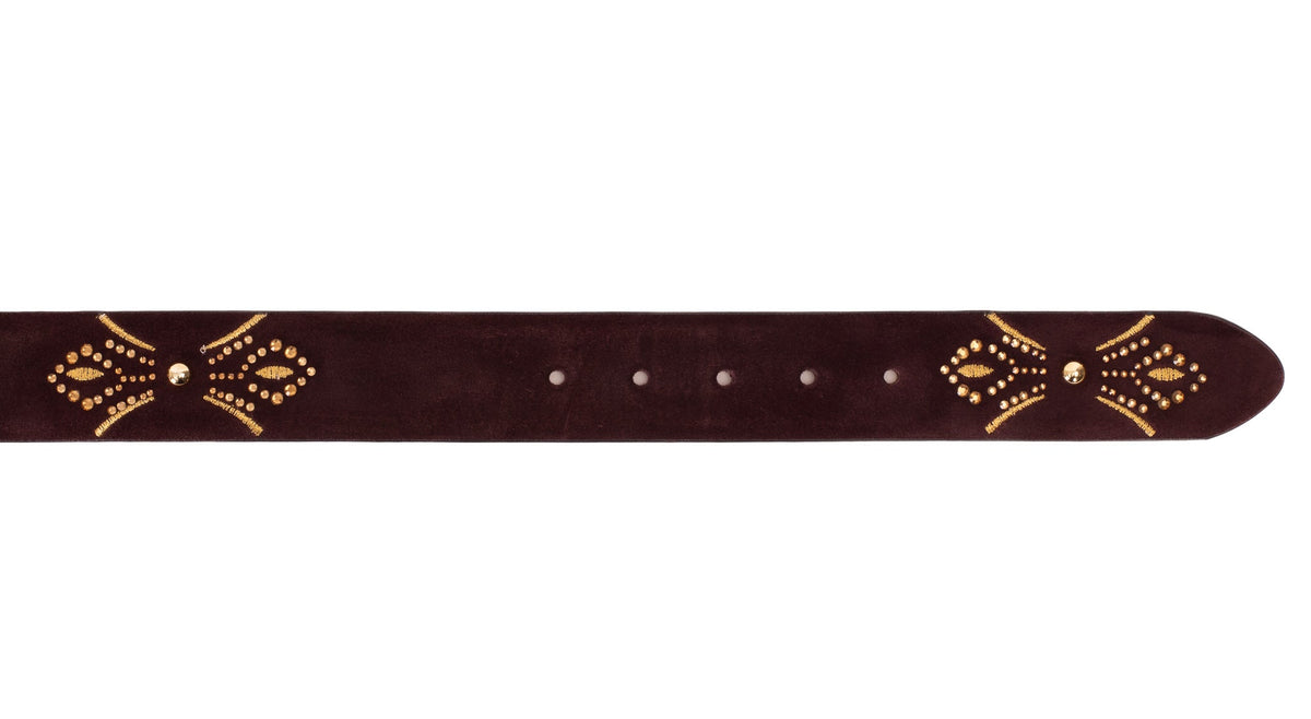 Vinci Leather The Lazio Burgundy  Suede Leather Belt – product view 3