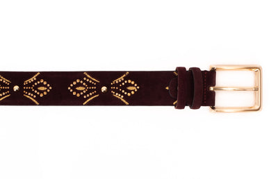 Vinci Leather The Lazio Burgundy  Suede Leather Belt – product view 4