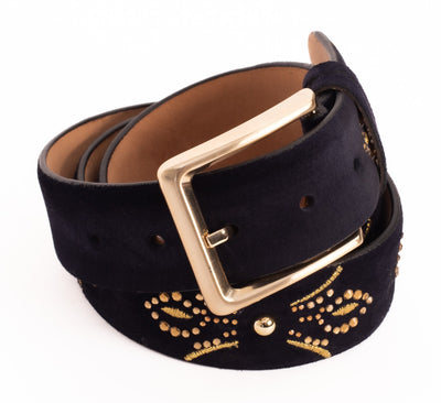 Vinci Leather The Lazio Navy Blue Suede Leather Belt – product view 5