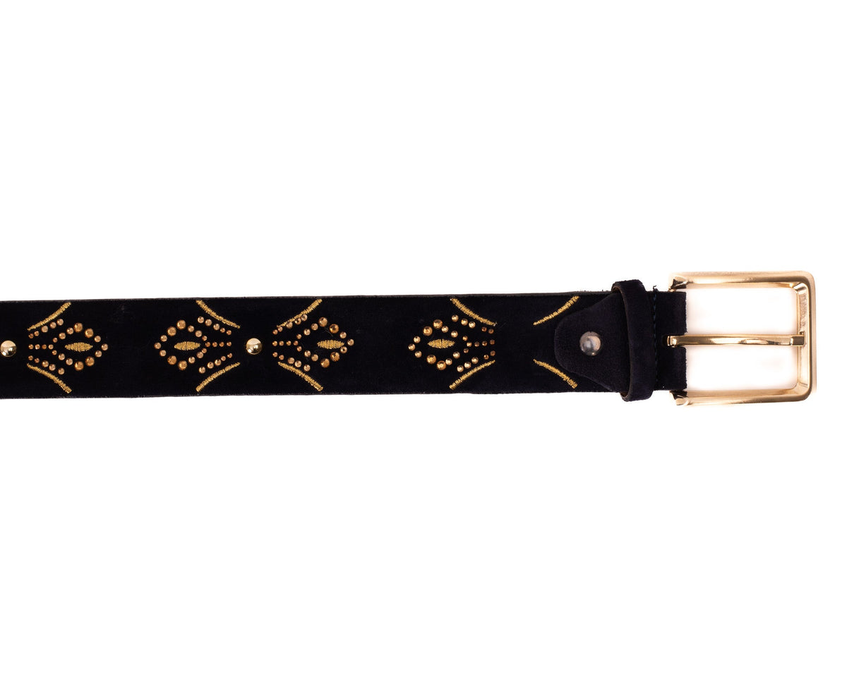 Vinci Leather The Lazio Navy Blue Suede Leather Belt – product view 4