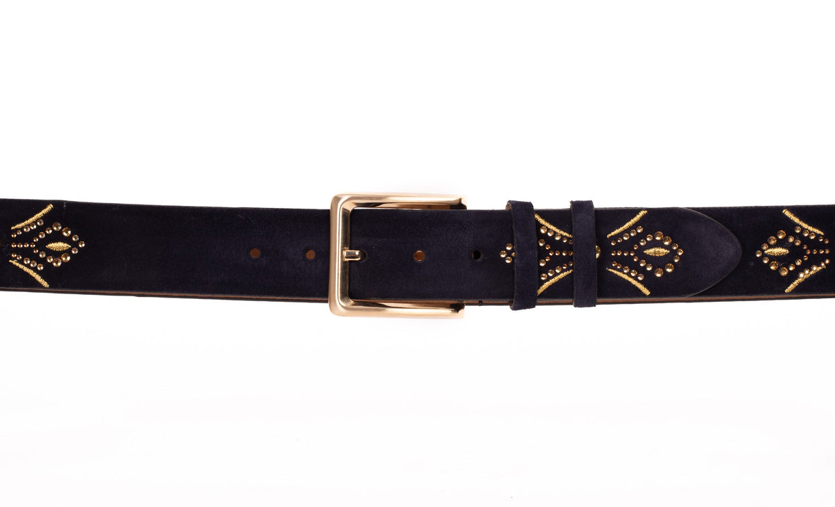 Vinci Leather The Lazio Navy Blue Suede Leather Belt – product view 2