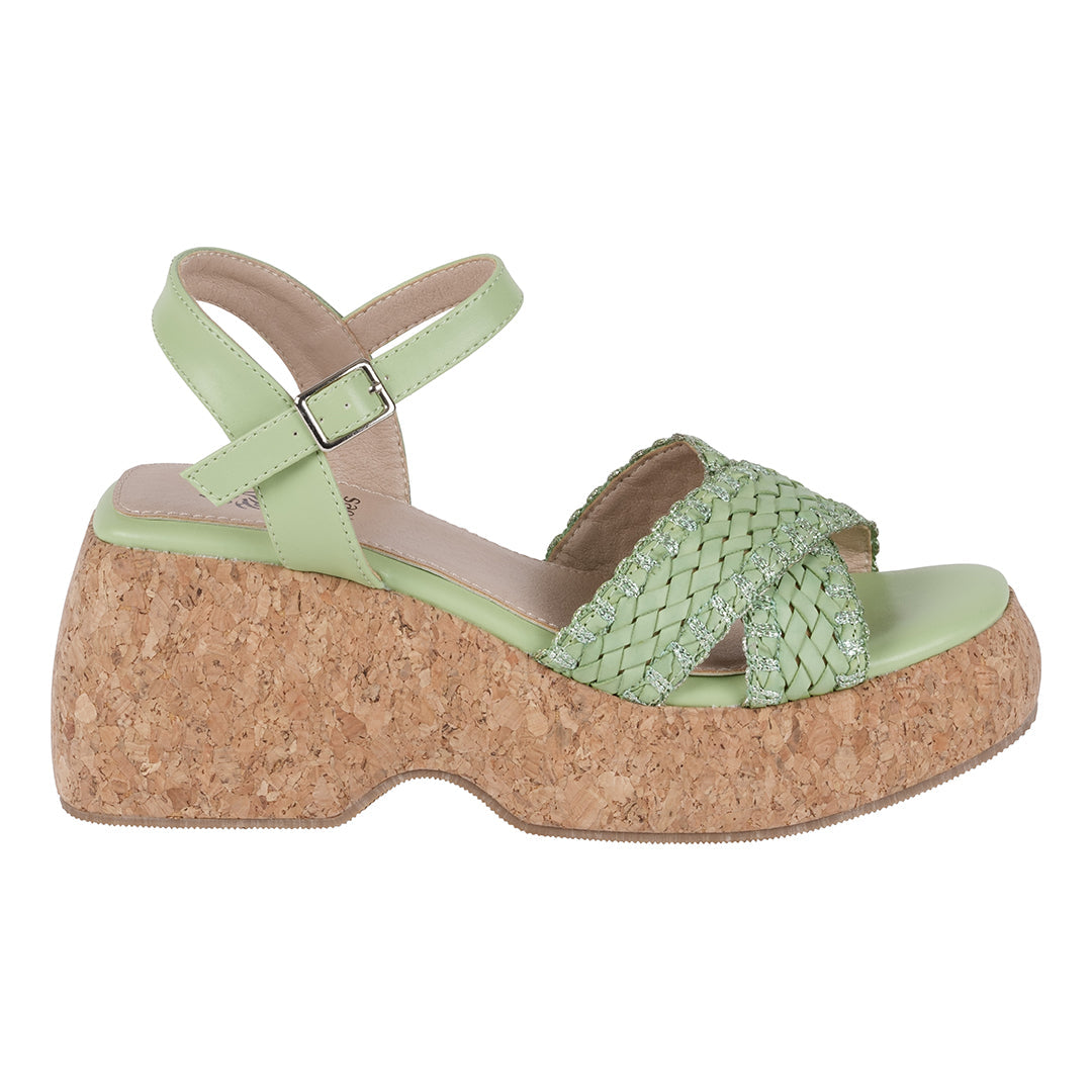 Lucy Green Cross Strap Slingback Platform Sandals – side view