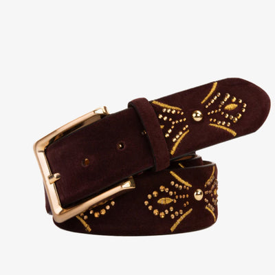 Vinci Leather The Lazio Burgundy  Suede Leather Belt – product view 1