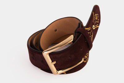 Vinci Leather The Lazio Burgundy  Suede Leather Belt – product view 6
