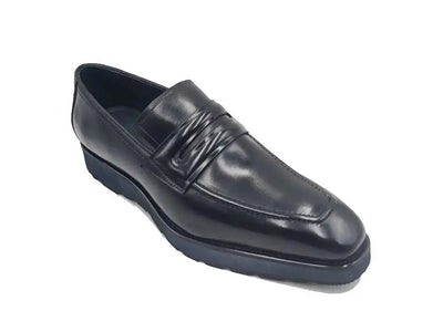 Carrucci Shoes Men's Hand Burnished Penny Loafer Chunky Sole Men’s Leather KS52