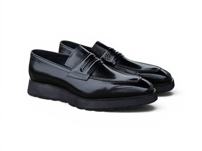 Carrucci Shoes Men's Hand Burnished Penny Loafer Chunky Sole Men’s Leather KS52