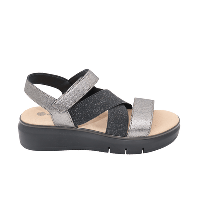 Eric Michael Libby Metallic Elastic Platform Sandal