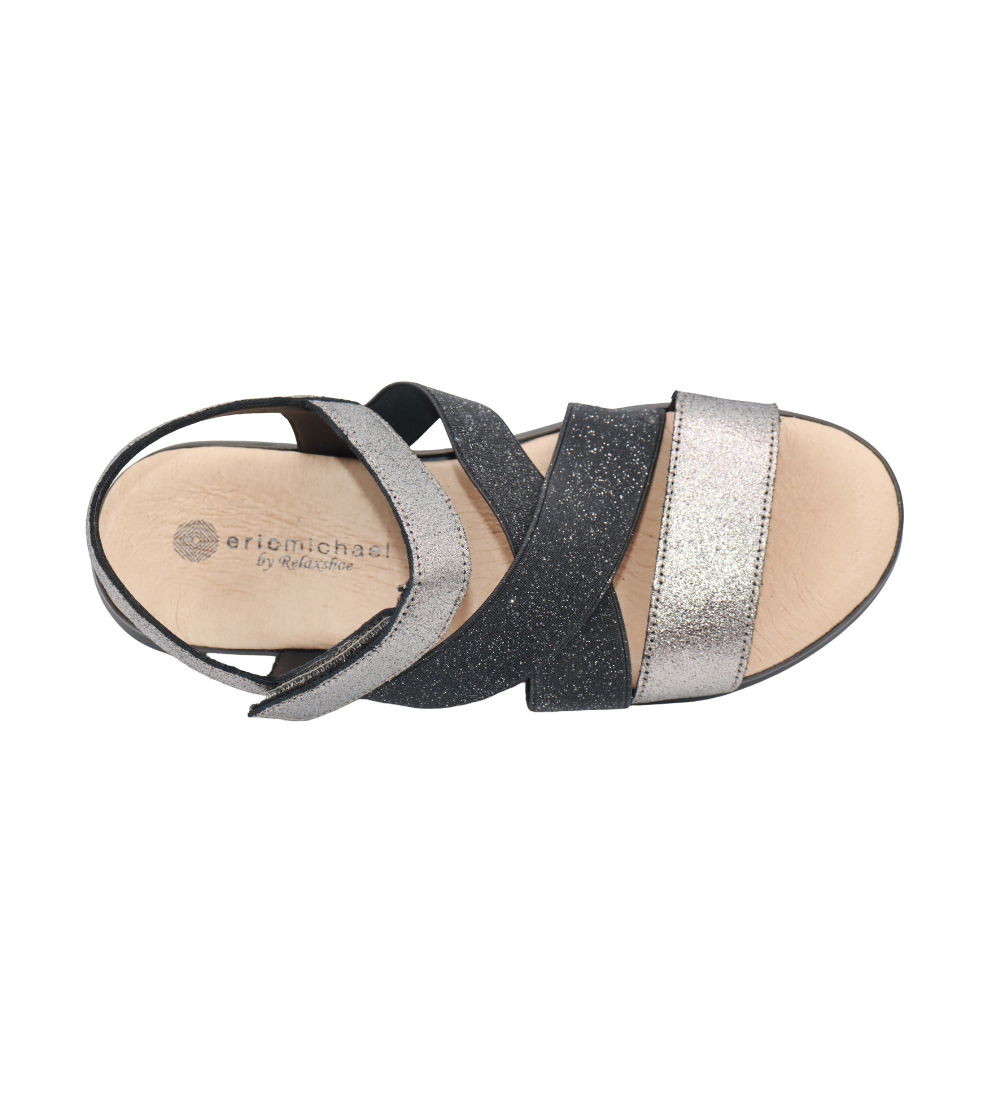 Eric Michael Libby Metallic Elastic Platform Sandal