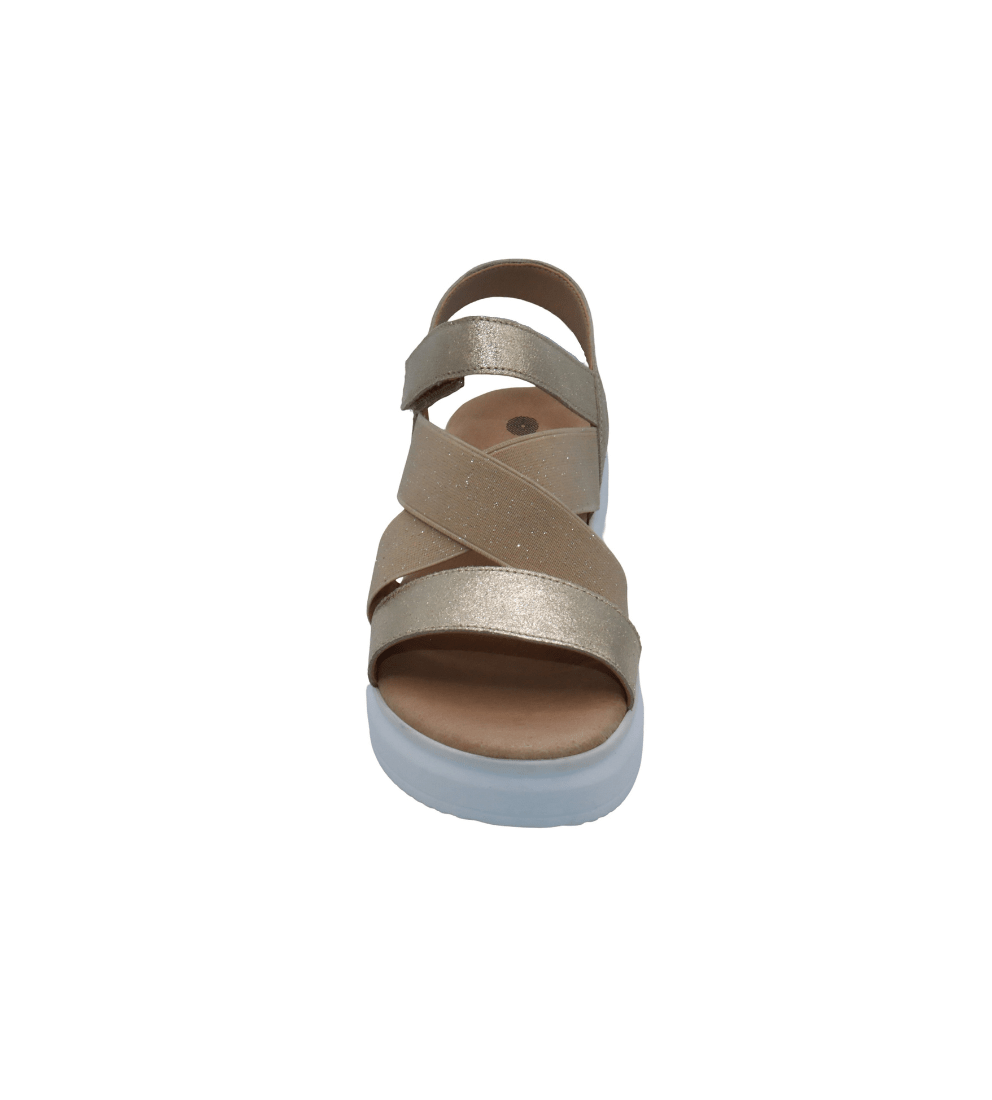 Eric Michael Libby Metallic Elastic Platform Sandal