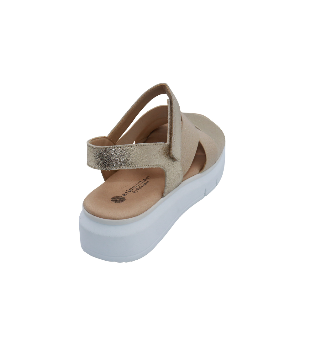 Eric Michael Libby Metallic Elastic Platform Sandal