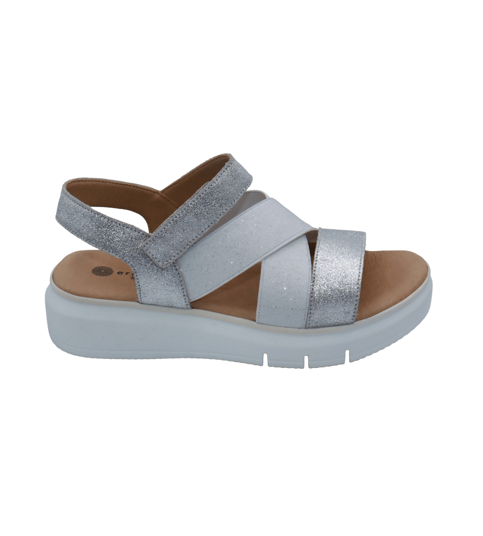 Eric Michael Libby Metallic Elastic Platform Sandal