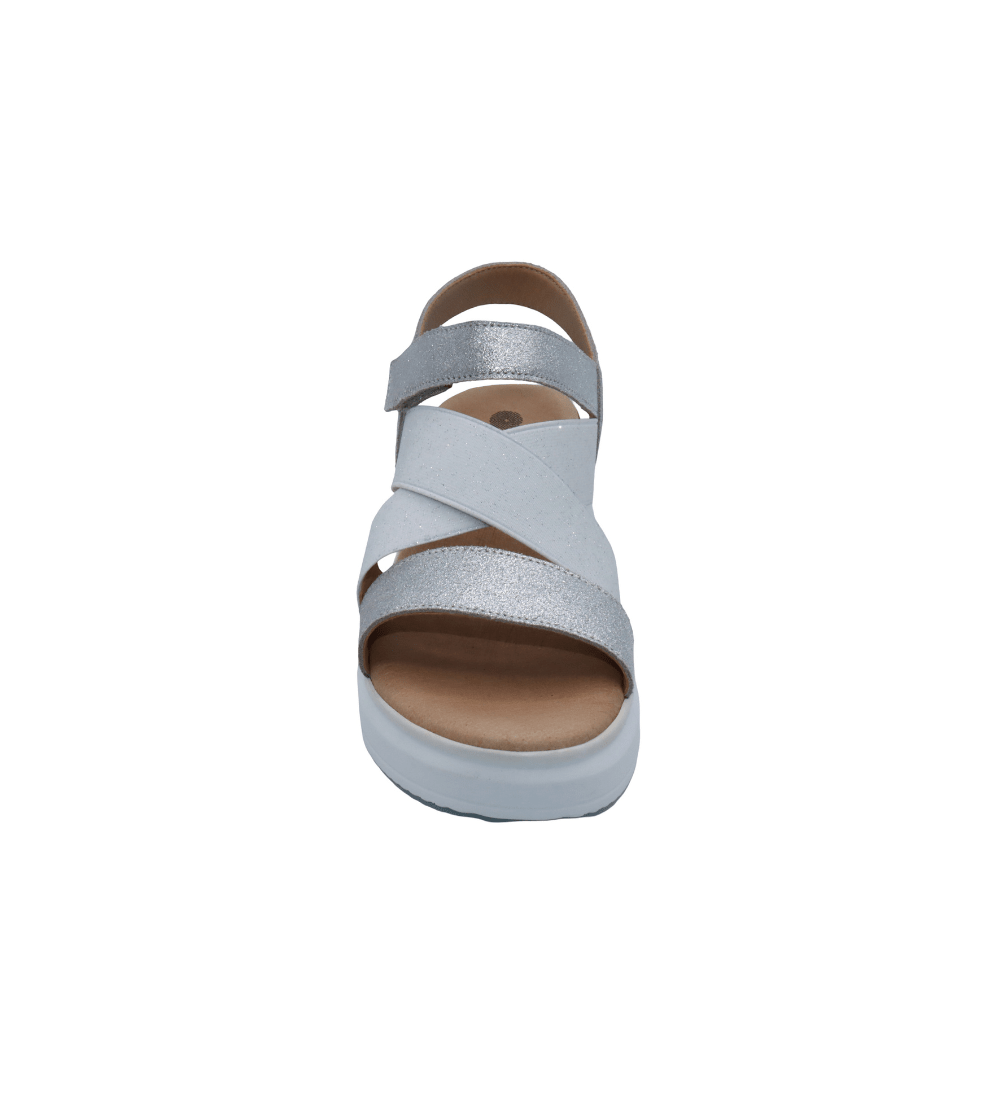 Eric Michael Libby Metallic Elastic Platform Sandal