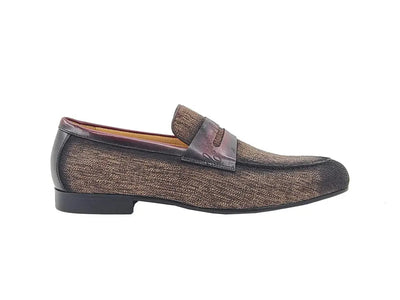 Carrucci Shoes Men's Life Style Penny Loafer With Leather Trim Fabric KS714 03