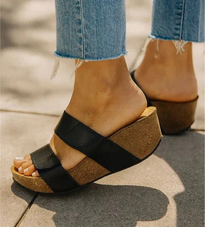 Eric Michael Lily Leather Wedge Sandals