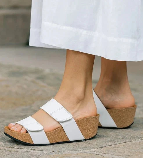 Eric Michael Lily Leather Wedge Sandals