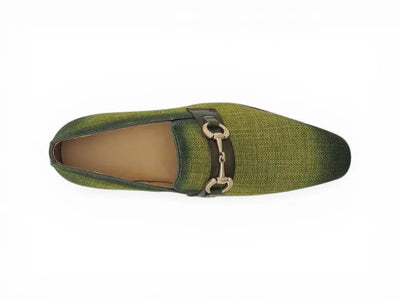 Carrucci Shoes Men's Linen Slip On Loafer Gold Tone Buckle All Day Comfort KS550 03F