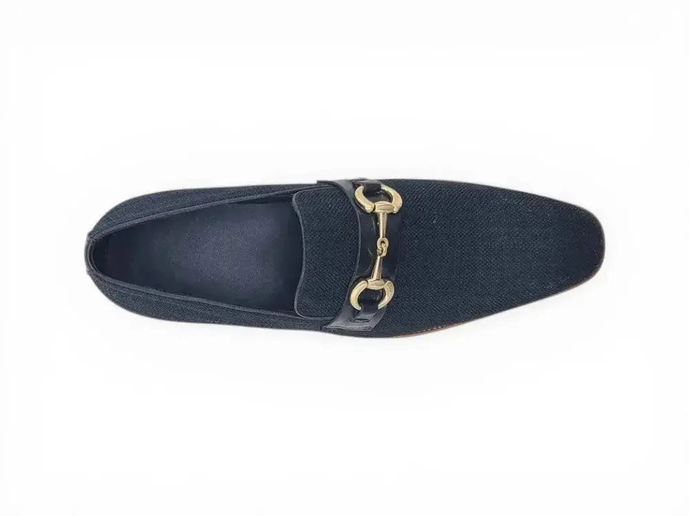 Carrucci Shoes Men's Linen Slip On Loafer Gold Tone Buckle All Day Comfort KS550 03F