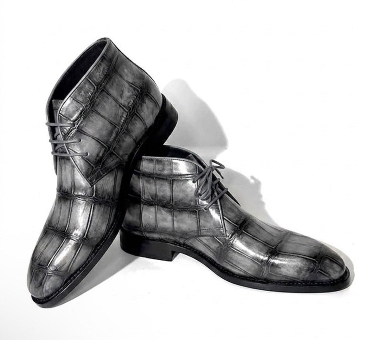 Maurice Louisville Alligator Lace-Up Boot - Grey