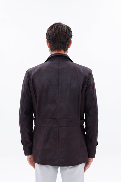 The Cremona Deep Brown Suede Leather Men Jacket