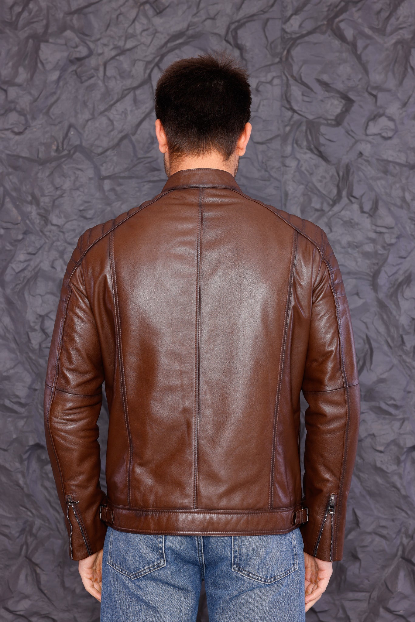 The Argento Brown Leather Men Jacket