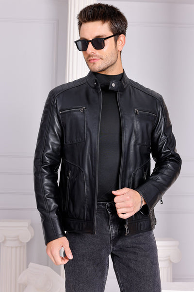 The Argento Black Leather Men Jacket