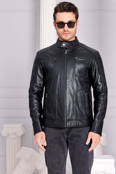 The Argento Black Leather Men Jacket