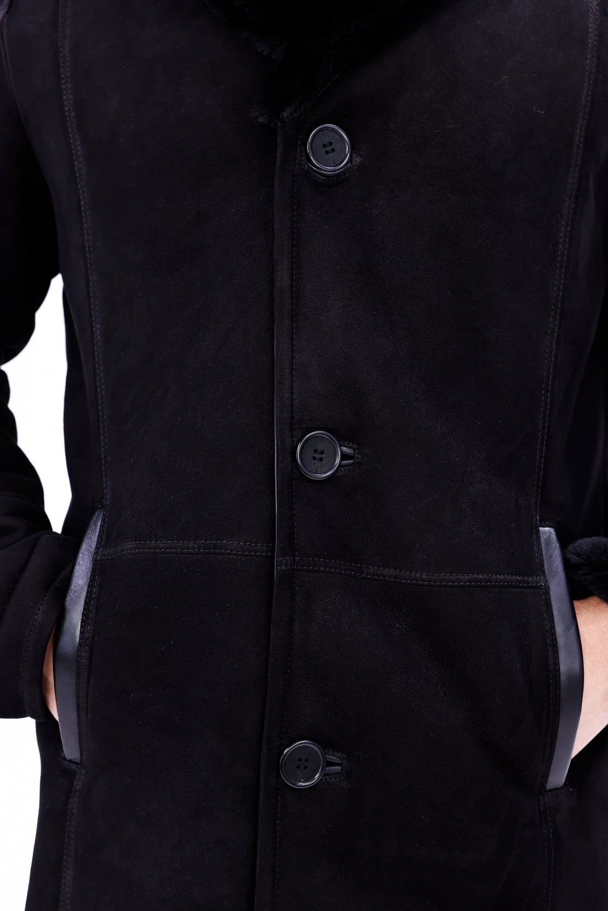 Vinci Leather The Lariana Black Shearling Men Jacket – product view 5