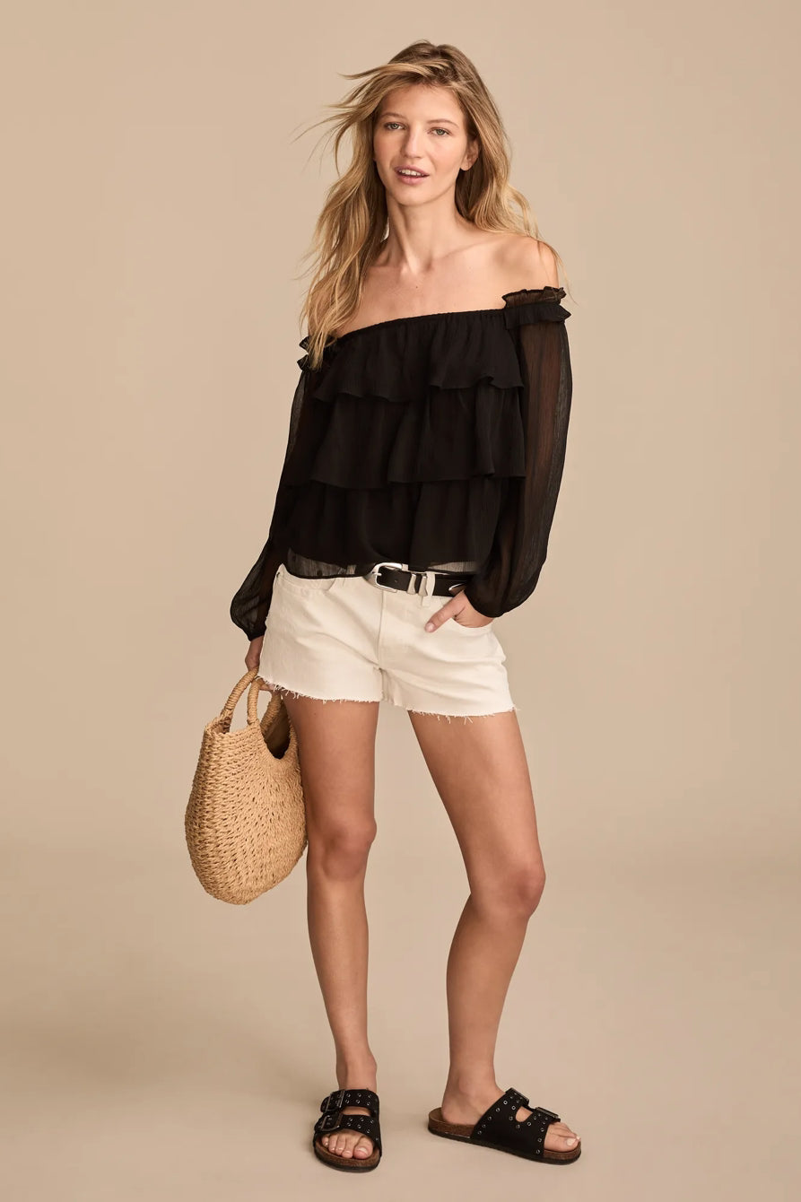 [134655-110] WOMENS LUCKY BRAND MID RISE FESTIVAL SHORT - WHITE LIES WASH – product view 2