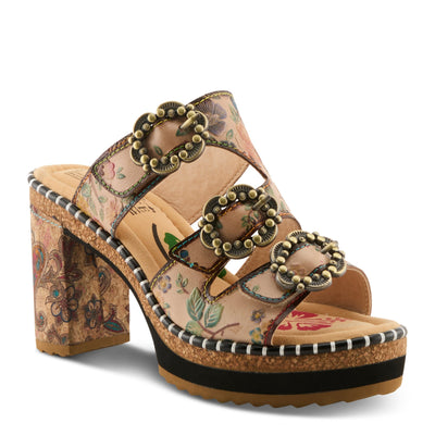 L'Artiste L'ARTISTE MILEMARKER SANDAL sandal in beige multi with handcrafted leather design