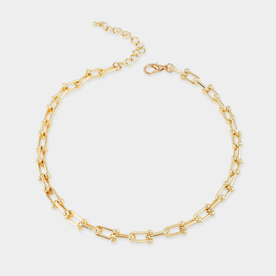 Gold Dipped Bold Beaded Paperclip Chain Necklace