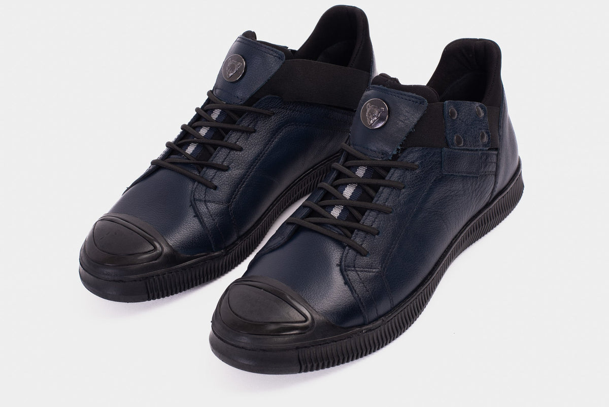 Vinci Leather The Mumbai Navy Blue Leather Men Sneaker Final Sale! – product view 2