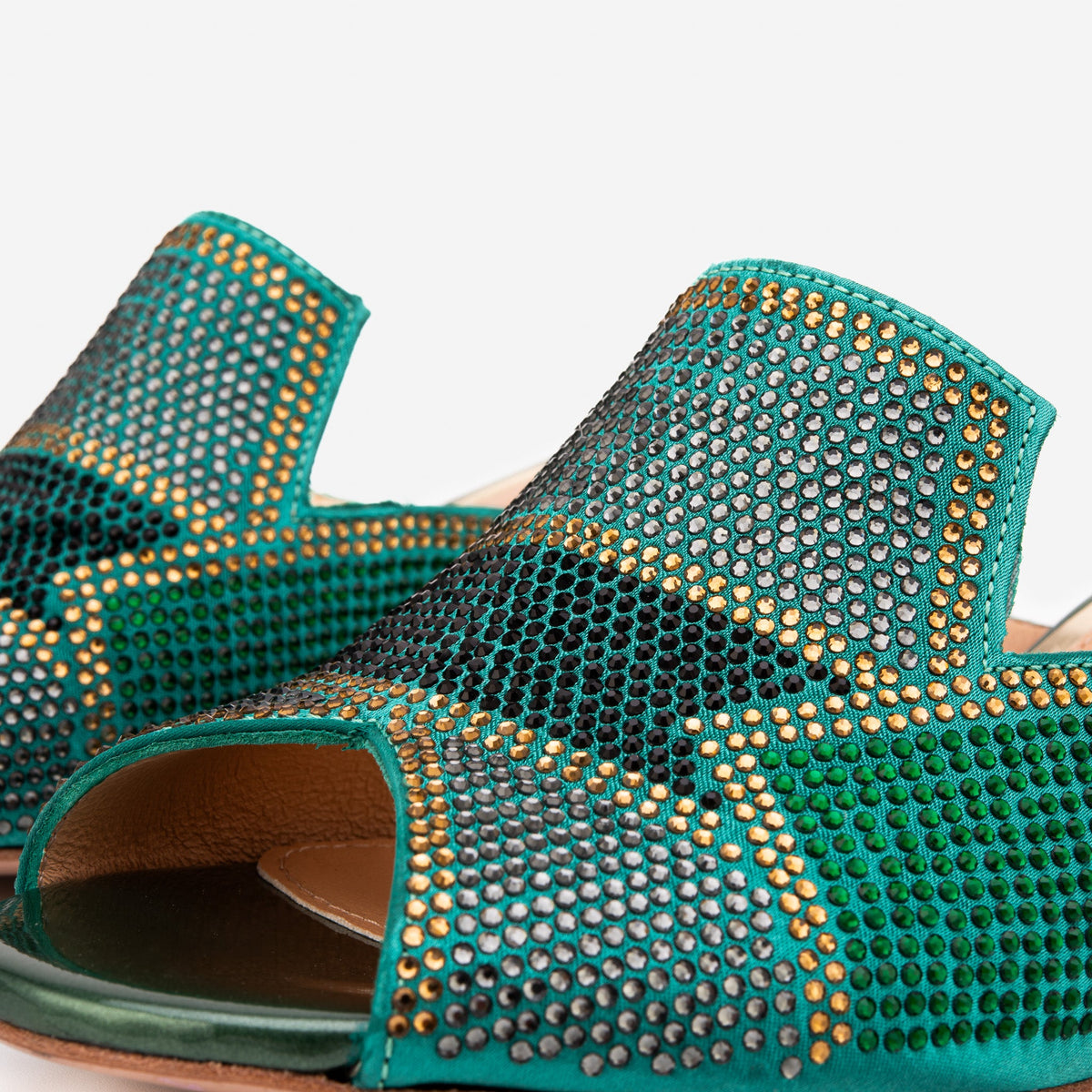 Vinci Leather The Magnolia Green Glitter Leather Women Sandal – product view 3