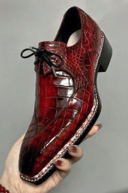 C&E Fashions  Maurice Memphis Alligator Oxford - Burgundy – product view 1