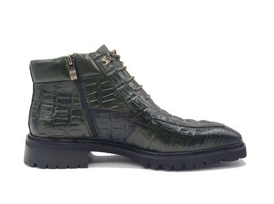 Carrucci Shoes Alligator Embossed Lace Up Boots Men's Calfskin Leather KB516 50 back view