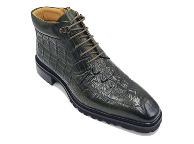 Carrucci Shoes Alligator Embossed Lace Up Boots Men's Calfskin Leather KB516 50 side view