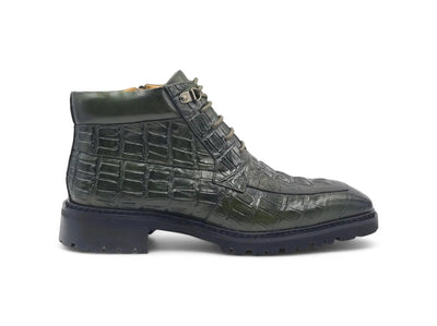 Carrucci Shoes Alligator Embossed Lace Up Boots Men's Calfskin Leather KB516 50 front view