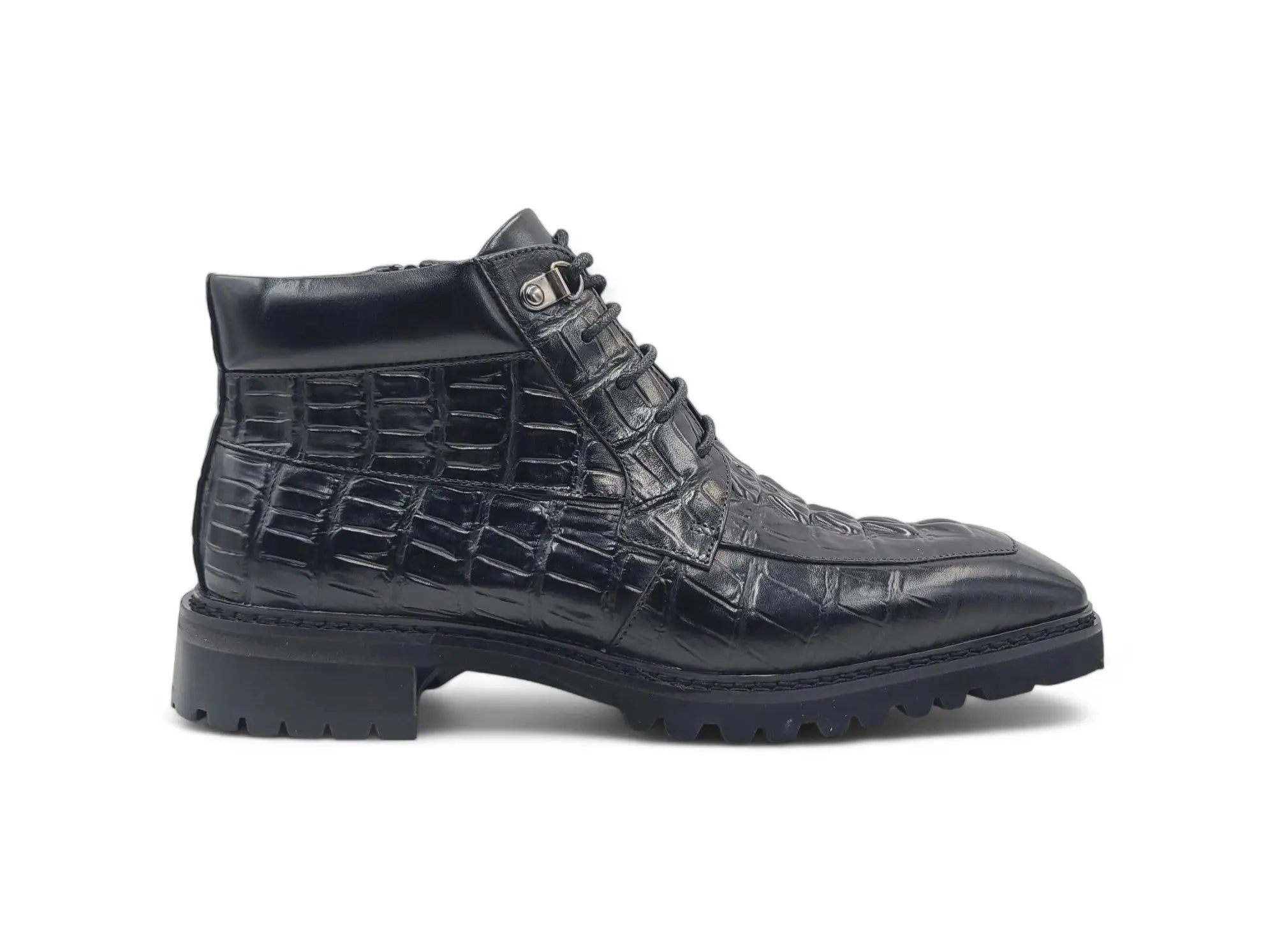Carrucci Shoes Alligator Embossed Lace Up Boots Men's Calfskin Leather KB516 50 top view