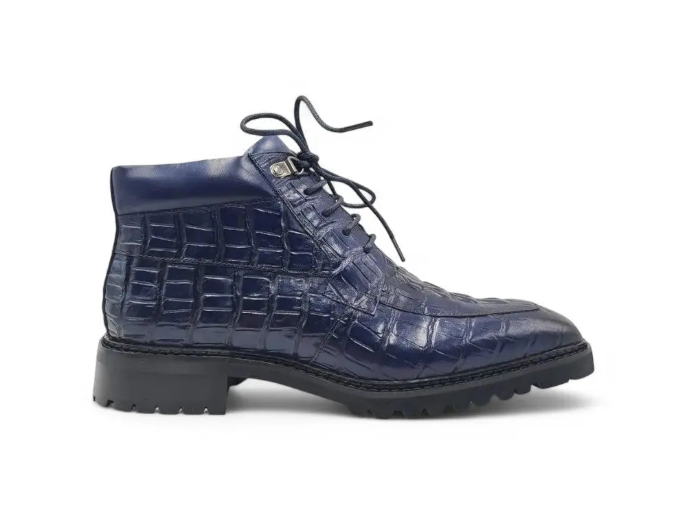 Carrucci Shoes Alligator Embossed Lace Up Boots Men's Calfskin Leather KB516 50 view 16