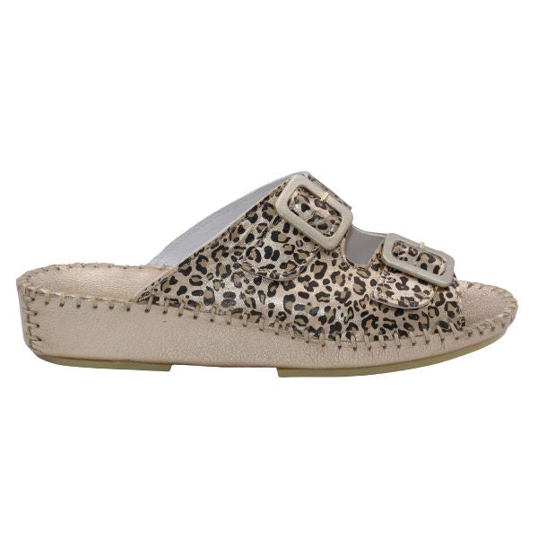 Jen Animal Print Leather Slide