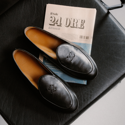 Del Toro Shoes Men's Black Leather Milano Loafer
