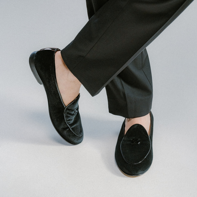 Del Toro Shoes Men's Black Velvet Milano Loafer