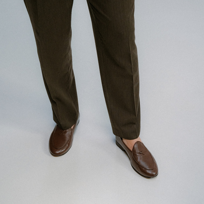 Del Toro Shoes Men's Brown Leather Milano Loafer
