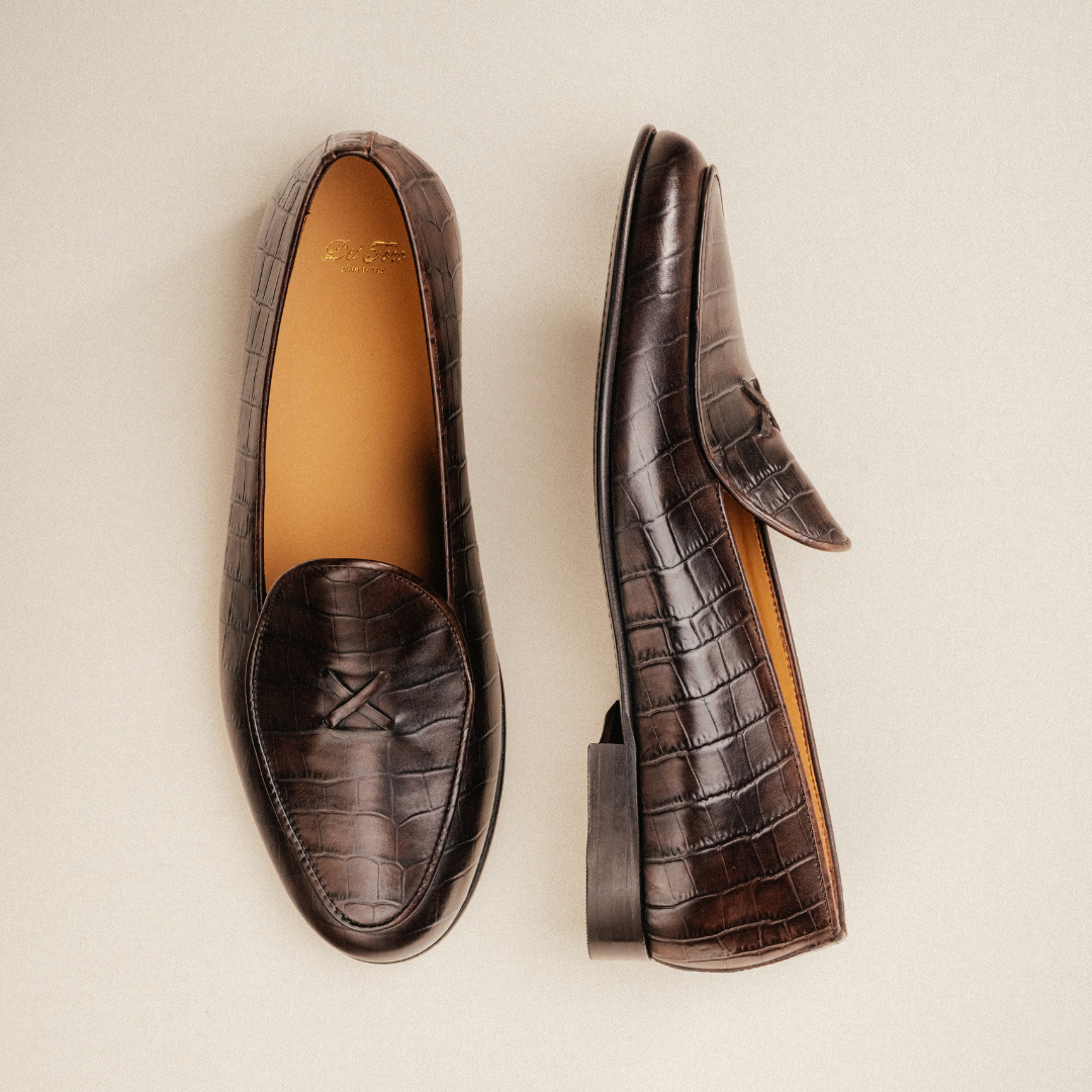 Del Toro Shoes Men's Chocolate Full Croc Milano Loafer – product view 1