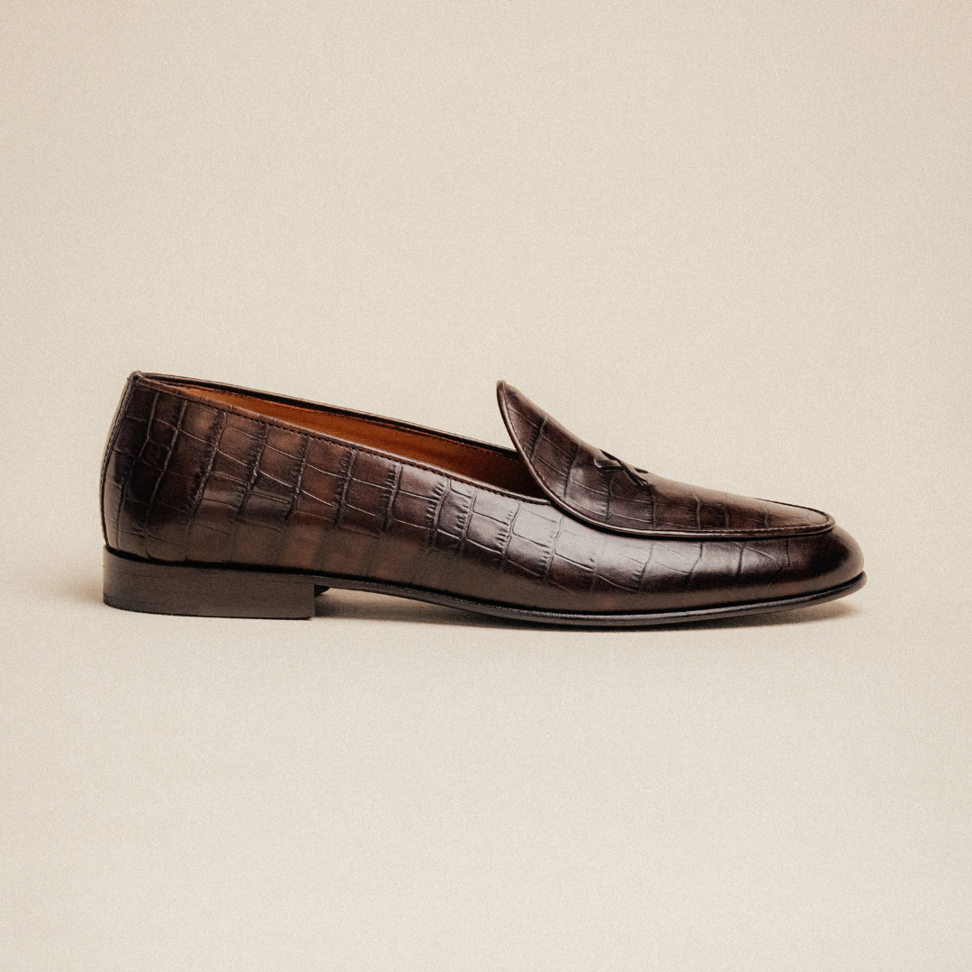 Del Toro Shoes Men's Chocolate Full Croc Milano Loafer – product view 5